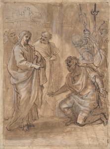Christ and the Centurion recto, figur vinker til avgående skip verso., nd.