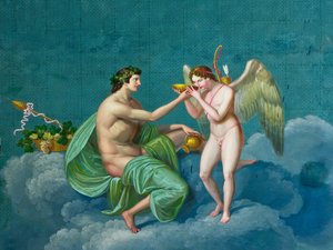 Bacchus og Amor, ca. 1830 (fresco)