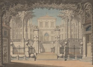 Et tyrkisk palass (sannsynligvis for Mozarts "bortføring fra Seraglio") av Giuseppe Quaglio