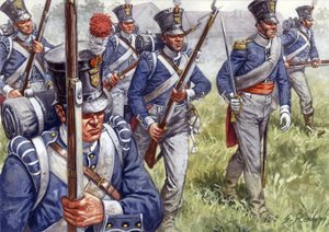 Første imperium: Belgisk eller nederlandsk infanteri rundt 1815 - Første imperium: belgisk eller nederlandsk infanteri - Illustrasjon av Giuseppe Rava av Giuseppe Rava
