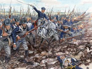 Første rike: det prøyssiske infanteriets fremrykning i 1813 - Første rike: det prøyssiske infanteriets angrep 1813 - Illustrasjon av Giuseppe Rava av Giuseppe Rava