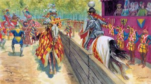 Middelalderen: Chevalerisk turneringsscene - turnering (turnering), ridderlig konkurranse - av Giuseppe Rava
