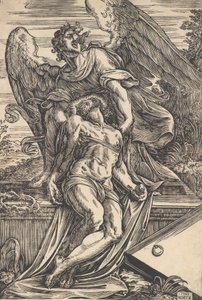 Den døde Kristus støttet av en engel, 1582.