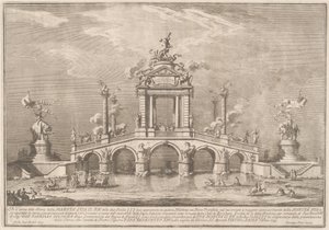 En triumfbro utsmykket med relikvier fra byen Ercolano, 1755. av Giuseppe Vasi