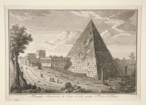Gravpyramiden til Cajo Cestio, nær Porta S. Paolo (Gaius Cestius-pyramiden) av Giuseppe Vasi