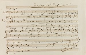 Musikalsk sitat fra The Force of Destiny, St Agata, 28. mai 1869, 1869.