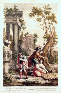 Allegorisk representasjon av industrien. Tegning av Giuseppe Zocchi (1711-1767) 1700-tallet.