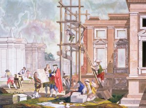 Arkitektur, fra en serie på fire som illustrerer kunsten, ca. 1780 av Giuseppe Zocchi