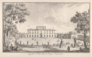Den kongelige villa kalt il Poggio Imperiale La Real Villa kalt il Poggio Imperiale, utsikt ..., 1744.