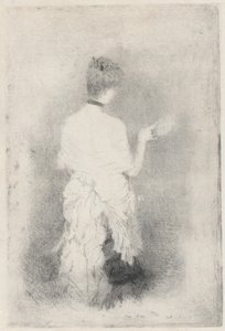 Elegant ung kvinne sett bakfra av Giuseppe de Nittis