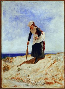 A Woman on the Sand (olje på lerret av Giuseppe or Joseph de Nittis