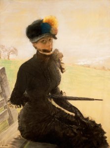 La femme aux pompoms (En kvinne med pompong), ca. 1879 (pastell på lerret) av Giuseppe or Joseph de Nittis