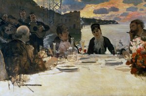 Lunsj på Posillipo, ca. 1879 (olje på lerret) av Giuseppe or Joseph de Nittis