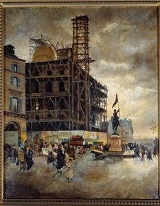 Place de pyramides bygging av marsan-paviljongen (Paris) i 1880. Maleri Guiseppe Nittis (1846-1884) Ec. Ital av Giuseppe or Joseph de Nittis