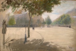 Sunny square (olje på lerret) av Giuseppe or Joseph de Nittis