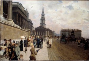 Nasjonalgalleriet og St. Martins kirke i London Maleri av Giuseppe de Nittis (1846-1884)