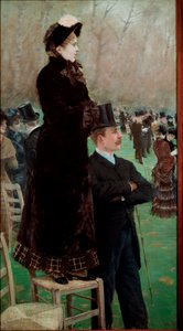 Løpene på Bois de Boulogne Tilskuere ser på hesteveddeløp av Giuseppe or Joseph de Nittis