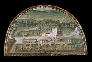 Utsikt over Villa di Colle Salvetti nær Livorno, Italia (Tempera