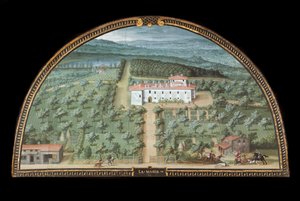 Utsikt over Villa la Magia nær Pistoia, Italia (Tempera