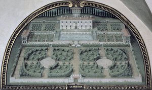 Villa della Pretaia fra en serie lunetter som viser utsikt over Medici-villaene