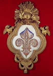 Fleur de France, slektstre med tretten portretter av Louis XV (1710-74) og hans etterkommere i en fleur-de-lys formet ramme, 1765 (gull og emalje)