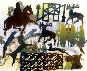 Piktiske symboler og snøring (monoprint)