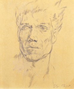 Head of a Man, ca. 1920 (kull på papir) av Glyn Warren Philpot