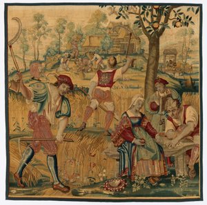 Sommer: Innhøstingsscene, sent på 1600-tallet - tidlig på 1700-tallet.