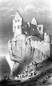 Chateau de Crussol, Saint-Peray, Frankrike, 1800-tallet. av Godard Q. des Augustins