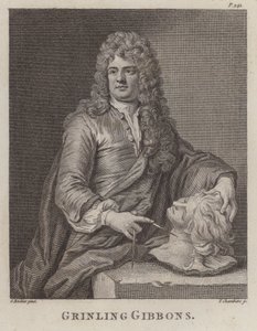 Grinling Gibbons , engelsk treskjærer og billedhugger (gravering)