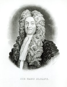 Sir Hans Sloane (1660-1753) gravert av William Home Lizars (1788-1859) for Sloanes memoarer i Jardine