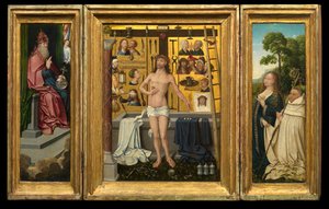 Triptyk av Antonius Tsgrooten (olje på panel) av Goossen van der (1465 c.1538) Weyden