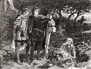 En scene fra William Shakespeares skuespill Hamlet, Act V, Scene 1, Hamlet: I know him, Horatio, en fyr med uendelig spøk, av mest utmerkede fancy, fra The Works of William Shakespeare, utgitt 1896 (f.
