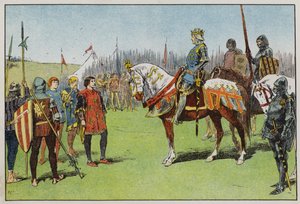 Henry V før slaget ved Agincourt (farge litho) av Gordon Frederick Browne