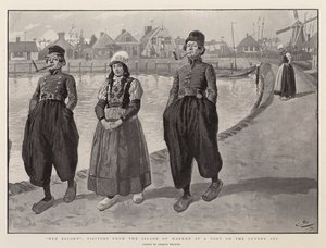 Hennes eskorte, besøkende fra øya Marken ved en havn på Zuyder Zee av Gordon Frederick Browne