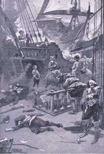 Slaget ved Camperdown 29.–31. juli 1653, illustrasjon fra British Battles on Land and Sea, 1915 av Gordon Frederick Browne