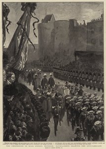 Prosesjonen i High Street, Windsor, Bluejackets tegner Gun-Carriage av Gordon Frederick Browne