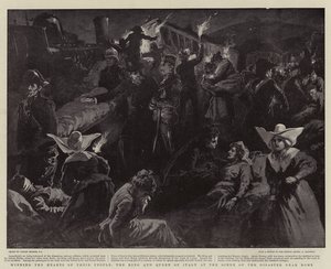 Vinne hjertene til folket deres, kongen og dronningen av Italia ved katastrofescenen nær Roma av Gordon Frederick Browne