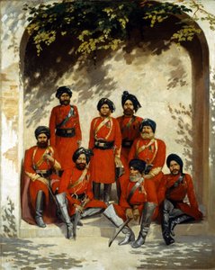 Indiske hæroffiserer og underoffiserer, 2nd Regiment of Cavalry, Punjab Frontier Force, ca. 1863 av Gordon Hayward