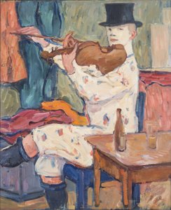 En klovn som spiller fiolin, 1915 av Gosta von Hennigs