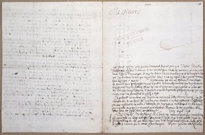 Første side i et brev skrevet av Leibniz om hans opptak til Academie des Sciences i Paris, 8. februar 1700 av Gottfried Wilhelm Leibniz