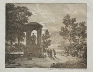 Bok med litografiforsøk ved bruk av forskjellige tegningsmidler som fargestift, penn, pensel..., ca. 1816.