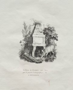 Samling av litografiske essays: A Fountain Imitating Woodcut, ca. 1816.