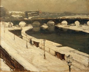 Elbe og Augustus Bridge om vinteren