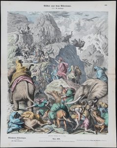 Hannibal krysser Alpene fra Münchener Bilderbogen av Gottlob Heinrich Leutemann