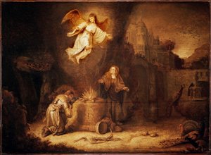 Manoahs offer. Manoach er faren til Simson (oljemaleri) av Govaert Flinck