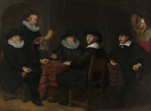 Fire guvernører for Arquebusiers' Civic Guard, Amsterdam, 1642.