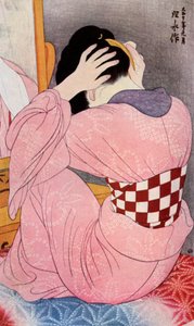 En japansk kvinne som kler håret, 1920-tallet 1930.