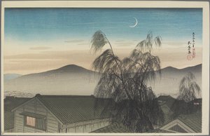 Kveldsmåne over Ko_be, januar 1920 av Goyo Hashiguchi