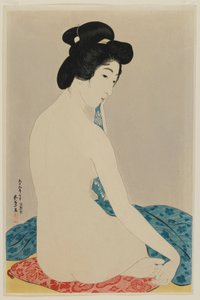Woman After a Bath, Taisho-tiden, juli 1920 (farget treblokktrykk)